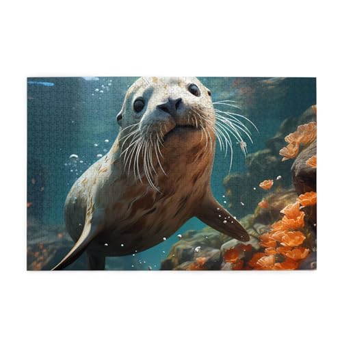 Jigsaw Puzzles1000 Teile Whjshop Seal Pup in Water Prints Pädagogische Intellektuelle Holzpuzzles, lustige Puzzles, Stressabbau-Puzzles Jigsaw Puzzles1000 Teile Whjshop Seal Pup in Water Prints Pädagogische Intellektuelle Holzpuzzles, lustige Puzzles, Stressabbau-Puzzles von WHJSHOP