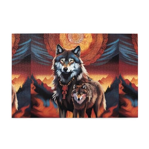 Jigsaw Puzzles1000 Teile Whjshop Wolf Totem mit Feuerdruck Qualität Holzpuzzle für Erwachsene und Kinder, lustige Puzzles, Stressabbau Puzzles Jigsaw Puzzles1000 Teile Whjshop Wolf Totem mit Feuerdruck Qualität Holzpuzzle für Erwachsene und Kinder, lustige Puzzles, Stressabbau Puzzles von WHJSHOP