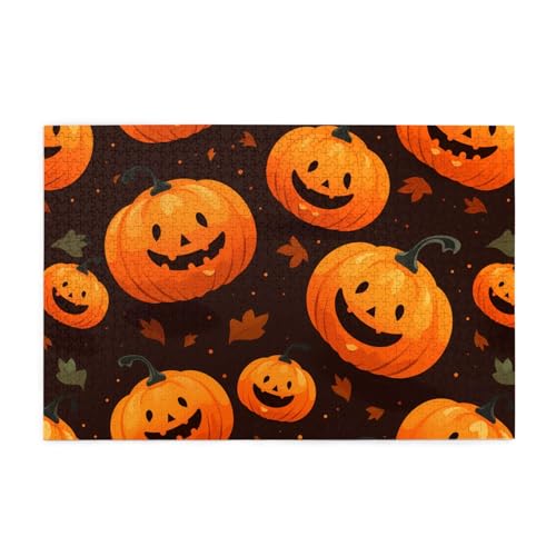 Puzzles1000 Teile Whjshop Kürbis Halloween Druck Qualität Holzpuzzle für Erwachsene und Kinder, lustige Puzzles, Stressabbau Puzzles von WHJSHOP