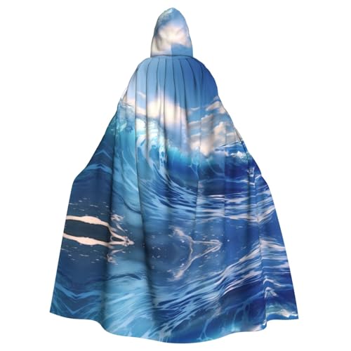 WHJSHOP Blue Ocean Waves Picture Adult Hooded Cape Cloak for Halloween, Role-playing Costumes, and Theme Parties von WHJSHOP
