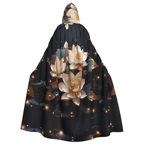 WHJSHOP Bohemian-Umhang mit goldenem Lotusdruck, Erwachsenen-Kapuzenumhang für Halloween, Rollenspiele und Kostümpartys von WHJSHOP