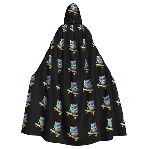 WHJSHOP Bunte Eule auf Skateboard, Bild, Halloween, Erwachsene, Kapuzenumhang, Herren- und Damenbekleidung, Mantel, Rollenspiel WHJSHOP Bunte Eule auf Skateboard, Bild, Halloween, Erwachsene, Kapuzenumhang, Herren- und Damenbekleidung, Mantel, Rollenspiel von WHJSHOP