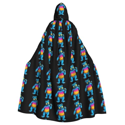 WHJSHOP Buntes Graffiti-Bärenbild, Halloween, Erwachsenen-Kapuzenumhang, Herren- und Damenbekleidung, Mantel, Rollenspiel von WHJSHOP