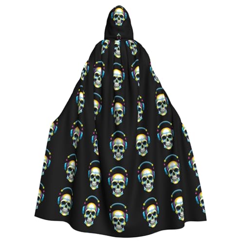 WHJSHOP Buntes Kopfhörer-Schädelbild, Halloween, Erwachsenen-Kapuzenumhang, Herren- und Damenbekleidung, Mantel, Rollenspiel WHJSHOP Buntes Kopfhörer-Schädelbild, Halloween, Erwachsenen-Kapuzenumhang, Herren- und Damenbekleidung, Mantel, Rollenspiel von WHJSHOP