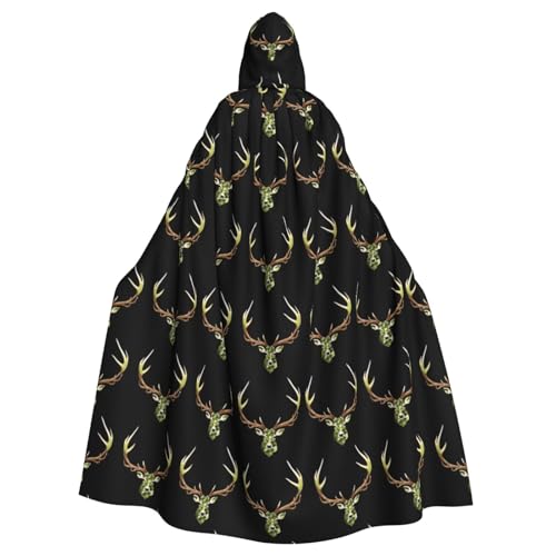 WHJSHOP Camouflage-Geweih-Bild, Erwachsenen-Umhang mit Kapuze, Umhang für Halloween, Rollenspiel-Kostüme und Themenpartys von WHJSHOP