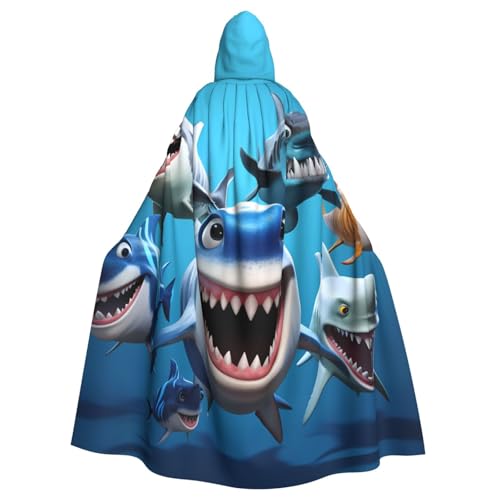 WHJSHOP Cartoon Haie Bild Erwachsene Kapuzenumhang Umhang für Halloween, Rollenspiele Kostüme und Themenpartys von WHJSHOP