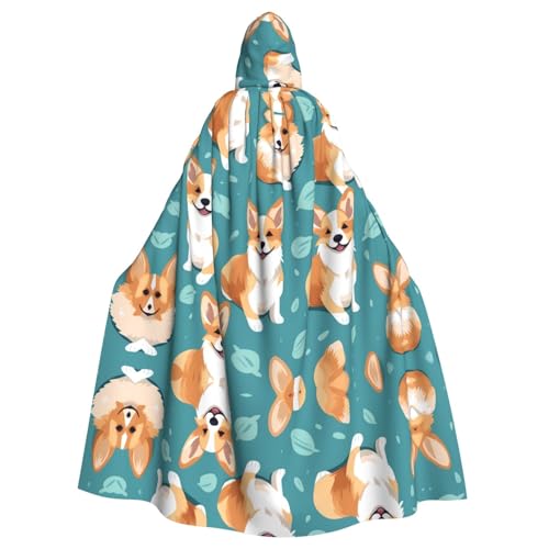 WHJSHOP Corgi Muster Bild Erwachsene Kapuzenumhang Umhang für Halloween, Rollenspiele Kostüme und Themenpartys von WHJSHOP