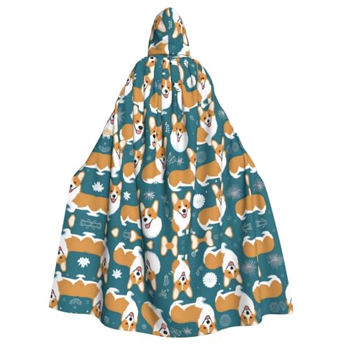 WHJSHOP Corgi-Muster für Erwachsene, Kapuzenumhang für Halloween, Rollenspiele und Kostümpartys von WHJSHOP