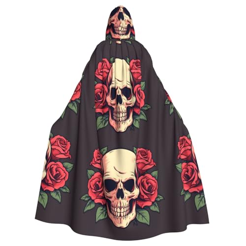 WHJSHOP Day of the Dead Sugar Roses Skull Prints Erwachsene Kapuzenumhang Umhang für Halloween, Rollenspiele und Kostümpartys von WHJSHOP