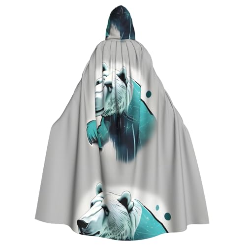 WHJSHOP Eisbär-Bild, Halloween, Erwachsenen-Kapuzenumhang, Herren- und Damenbekleidung, Mantel, Rollenspiel von WHJSHOP