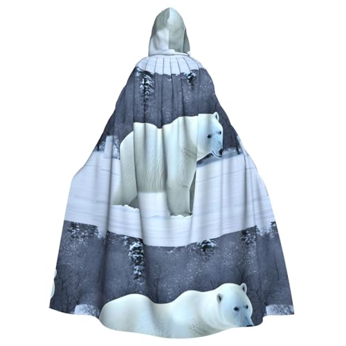 WHJSHOP Eisbär im Winter, Bild, Halloween, Erwachsenen-Kapuzenumhang, Herren- und Damenbekleidung, Mantel, Rollenspiel von WHJSHOP