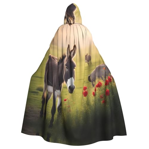 WHJSHOP Esel und Blume Bild Erwachsene Kapuzenumhang Umhang für Halloween, Rollenspiele Kostüme und Themenpartys von WHJSHOP
