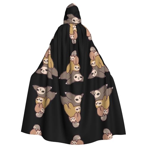 WHJSHOP Faultier-Stapelbild, Halloween, Erwachsenen-Umhang mit Kapuze, Umhang für Rollenspiele, Bühnenkostüme, Partys, pflegeleicht von WHJSHOP