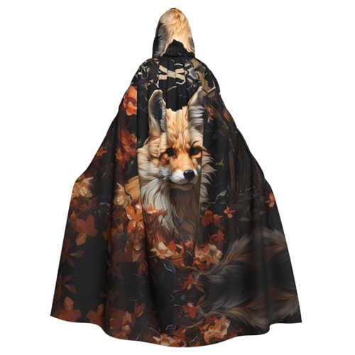 WHJSHOP Fuchs und Blumen Bild Erwachsene Kapuzenumhang Umhang für Halloween, Rollenspiele Kostüme und Themenpartys von WHJSHOP