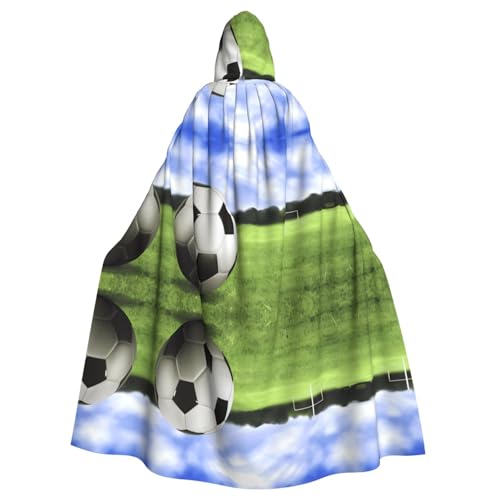WHJSHOP Fußball-Hintergrundbild, Halloween, Erwachsenen-Umhang mit Kapuze, Umhang für Rollenspiele, Bühnenkostüme, Partys, pflegeleicht von WHJSHOP