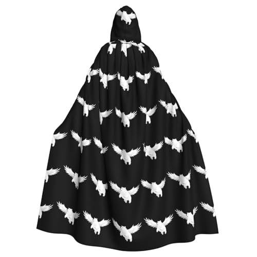 WHJSHOP Geflügelter weißer Bär, der frei fliegt, bedruckt mit Kapuze, Umhang für Erwachsene, für Halloween, Rollenspiele und Kostümpartys WHJSHOP Geflügelter weißer Bär, der frei fliegt, bedruckt mit Kapuze, Umhang für Erwachsene, für Halloween, Rollenspiele und Kostümpartys von WHJSHOP