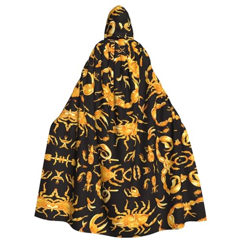 WHJSHOP Goldener Skorpion-Umhang mit Kapuze für Erwachsene, für Halloween, Rollenspiel-Kostüme und Themenpartys von WHJSHOP