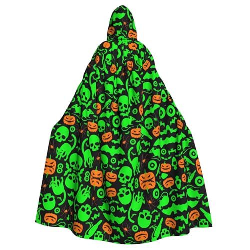 WHJSHOP Grüner Geist, Horror, Halloween, Kürbisbild, Halloween, Erwachsene, Kapuzenumhang für Rollenspiele, Bühnenkostüme, Partys, pflegeleicht von WHJSHOP