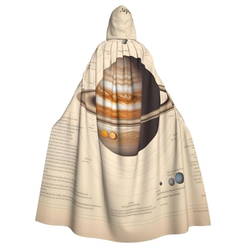 WHJSHOP Halloween Erwachsene Kapuzenumhang für Partys und Kostüme - Pflegeleichtes Sonnensystem Jupiter Gedruckt von WHJSHOP