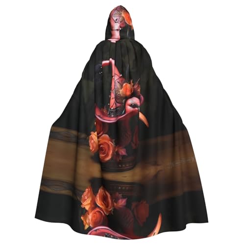 WHJSHOP Halloween-Flamingo-Hexenhut-Muster, Erwachsenen-Umhang mit Kapuze, Umhang für Halloween, Rollenspiele und Kostümpartys WHJSHOP Halloween-Flamingo-Hexenhut-Muster, Erwachsenen-Umhang mit Kapuze, Umhang für Halloween, Rollenspiele und Kostümpartys von WHJSHOP
