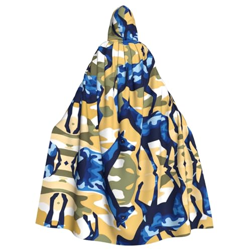WHJSHOP Halloween Kapuzenumhang für Erwachsene für Partys und Kostüme, pflegeleicht, blaue Camouflage-Drucke von WHJSHOP