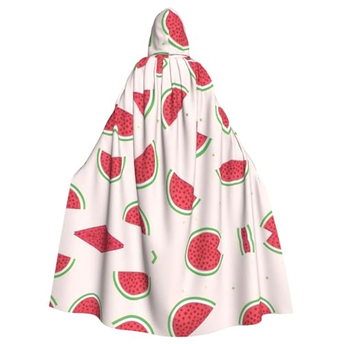 WHJSHOP Halloween Kapuzenumhang für Erwachsene für Partys und Kostüme, pflegeleicht, rosa Wassermelonen-Druck von WHJSHOP