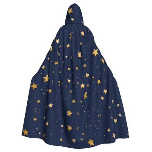WHJSHOP Halloween Kapuzenumhang für Erwachsene für Partys und Kostüme – pflegeleicht, marineblauer Himmel und Sterne bedruckt von WHJSHOP