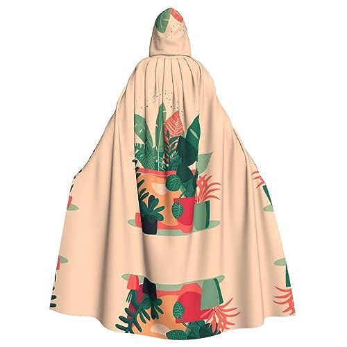 WHJSHOP Halloween-Umhang mit Kapuze für Erwachsene für Partys und Kostüme, pflegeleicht, für den Innenbereich, kleine grüne Pflanzen von WHJSHOP