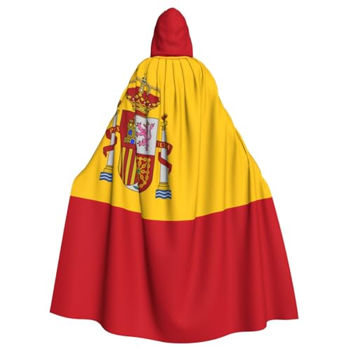 WHJSHOP Halloween-Umhang mit Kapuze für Erwachsene für Partys und Kostüme, pflegeleicht, spanische Flagge, bedruckt von WHJSHOP