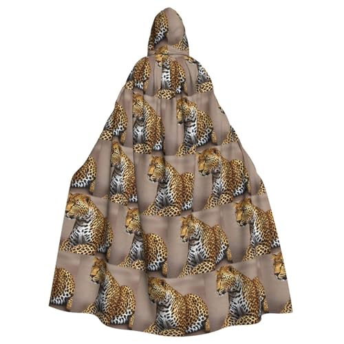 WHJSHOP Kapuzenumhang mit Leopardenmuster für Erwachsene, für Halloween, Rollenspiele und Kostümpartys von WHJSHOP