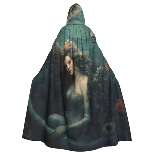 WHJSHOP Kapuzenumhang mit Meerjungfrauenmuster für Erwachsene, für Halloween, Rollenspiele und Kostümpartys von WHJSHOP