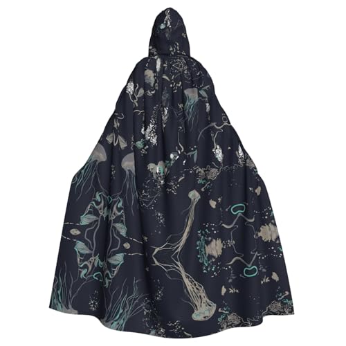WHJSHOP Kapuzenumhang mit Quallenmuster, Halloween, Erwachsene, für Rollenspiele, Bühnenkostüme, Partys, pflegeleicht von WHJSHOP