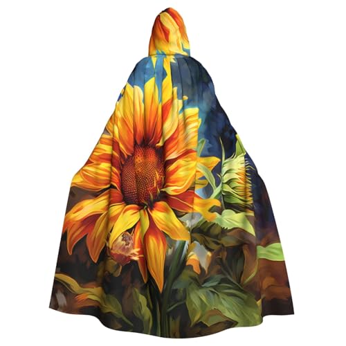 WHJSHOP Kapuzenumhang mit Sonnenblumenmuster für Erwachsene, für Halloween, Rollenspiele und Kostümpartys von WHJSHOP