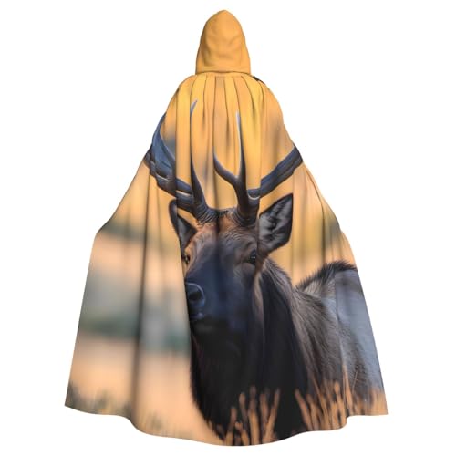 WHJSHOP Kapuzenumhang mit Stier-Elchdruck, für Erwachsene, für Halloween, Rollenspiele und Kostümpartys von WHJSHOP