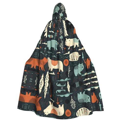 WHJSHOP Lodge Bär Hirsch Fisch Bild Erwachsene Kapuzenumhang Umhang für Halloween, Rollenspiele Kostüme und Themenpartys von WHJSHOP