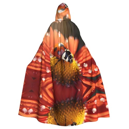 WHJSHOP Marienkäfer auf Gänseblümchen-Blumenmuster, Erwachsenen-Umhang mit Kapuze, Umhang für Halloween, Rollenspiele und Kostümpartys WHJSHOP Marienkäfer auf Gänseblümchen-Blumenmuster, Erwachsenen-Umhang mit Kapuze, Umhang für Halloween, Rollenspiele und Kostümpartys von WHJSHOP