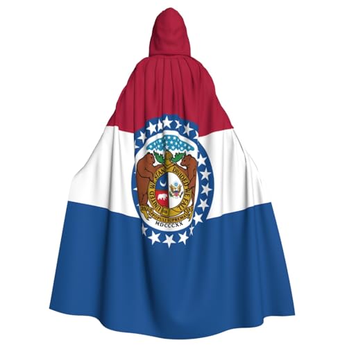 WHJSHOP Missouri State Flag Prints Erwachsene Kapuzenumhang Umhang für Halloween, Rollenspiele und Kostümpartys von WHJSHOP