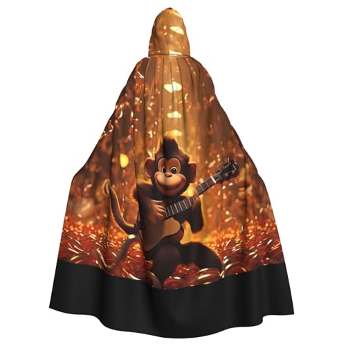 WHJSHOP Monkey Music Prints Kapuzenumhang für Erwachsene, für Halloween, Rollenspiele und Kostümpartys WHJSHOP Monkey Music Prints Kapuzenumhang für Erwachsene, für Halloween, Rollenspiele und Kostümpartys von WHJSHOP
