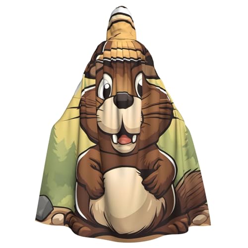 WHJSHOP Naughty Beaver Prints Kapuzenumhang für Erwachsene, für Halloween, Rollenspiele und Kostümpartys von WHJSHOP