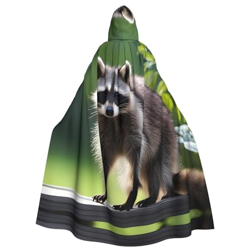 WHJSHOP Niedlicher Waschbär-Aufdruck, Erwachsenen-Umhang mit Kapuze, Umhang für Halloween, Rollenspiele und Kostümpartys WHJSHOP Niedlicher Waschbär-Aufdruck, Erwachsenen-Umhang mit Kapuze, Umhang für Halloween, Rollenspiele und Kostümpartys von WHJSHOP