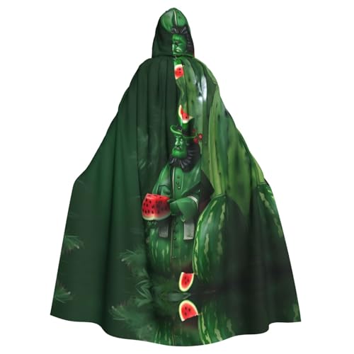 WHJSHOP Patrick's Wassermelonen-Festivaldruck, Erwachsenen-Umhang mit Kapuze, Umhang für Halloween, Rollenspiele und Kostümpartys von WHJSHOP