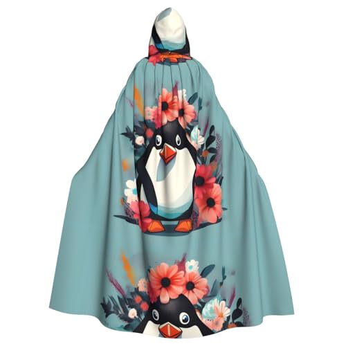 WHJSHOP Pinguin trägt Blumen Bild Halloween Erwachsene Kapuzenumhang Herren- und Damenbekleidung Mantel Rollenspiel WHJSHOP Pinguin trägt Blumen Bild Halloween Erwachsene Kapuzenumhang Herren- und Damenbekleidung Mantel Rollenspiel von WHJSHOP