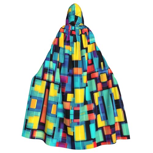 WHJSHOP Quadratisches Geometrie-Diagramm, Bild, Erwachsenen-Umhang mit Kapuze, Umhang für Halloween, Rollenspiel-Kostüme und Themenpartys von WHJSHOP