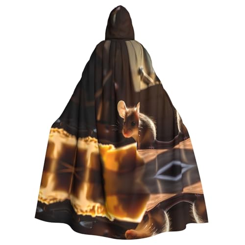WHJSHOP Ratte Prints Kapuzenumhang für Erwachsene, für Halloween, Rollenspiele und Kostümpartys von WHJSHOP