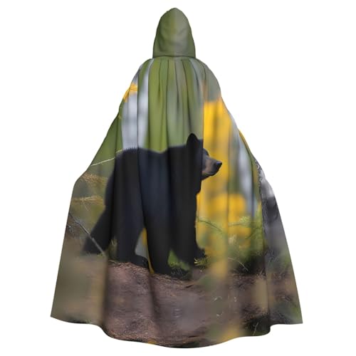 WHJSHOP Rge and Small Black Bears Pattern Adult Hooded Cape Cloak for Halloween, Role-playing, and Costume Parties von WHJSHOP