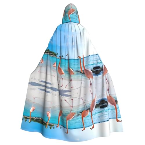 WHJSHOP Rosafarbener Flamingo am Strand, Bild, Halloween, Erwachsenen-Kapuzenumhang für Rollenspiele, Bühnenkostüme, Partys, pflegeleicht WHJSHOP Rosafarbener Flamingo am Strand, Bild, Halloween, Erwachsenen-Kapuzenumhang für Rollenspiele, Bühnenkostüme, Partys, pflegeleicht von WHJSHOP