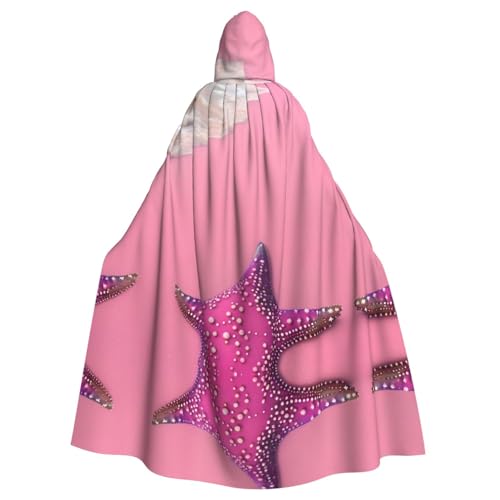WHJSHOP Rosafarbener Sand-Strand-Aufdruck, Erwachsenen-Umhang mit Kapuze, Umhang für Halloween, Rollenspiele und Kostümpartys von WHJSHOP