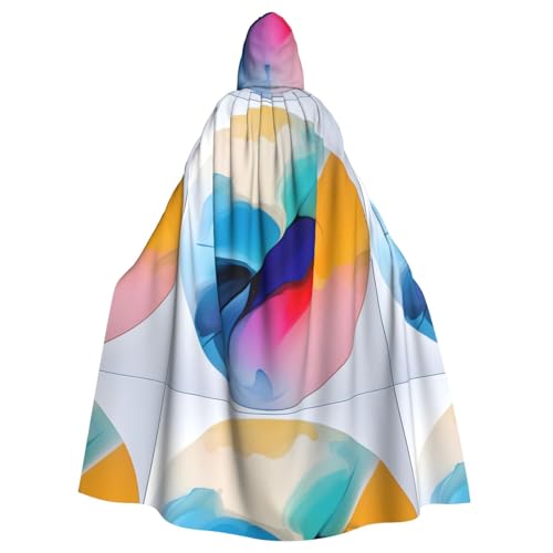 WHJSHOP Rundes Aquarellgemälde, Bild, Halloween, Erwachsenen-Kapuzenumhang, Herren- und Damenbekleidung, Mantel, Rollenspiel von WHJSHOP