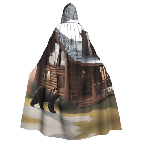 WHJSHOP Rustikaler Umhang mit Kapuze und Bärenmotiv, für Erwachsene, für Halloween, Rollenspiele und Themenpartys von WHJSHOP