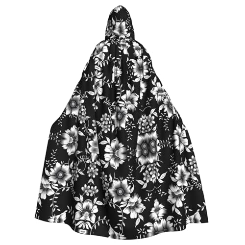 WHJSHOP Schwarzer Umhang mit Blumenbild, Halloween, Erwachsenen-Kapuzenumhang für Rollenspiele, Bühnenkostüme, Partys, pflegeleicht WHJSHOP Schwarzer Umhang mit Blumenbild, Halloween, Erwachsenen-Kapuzenumhang für Rollenspiele, Bühnenkostüme, Partys, pflegeleicht von WHJSHOP